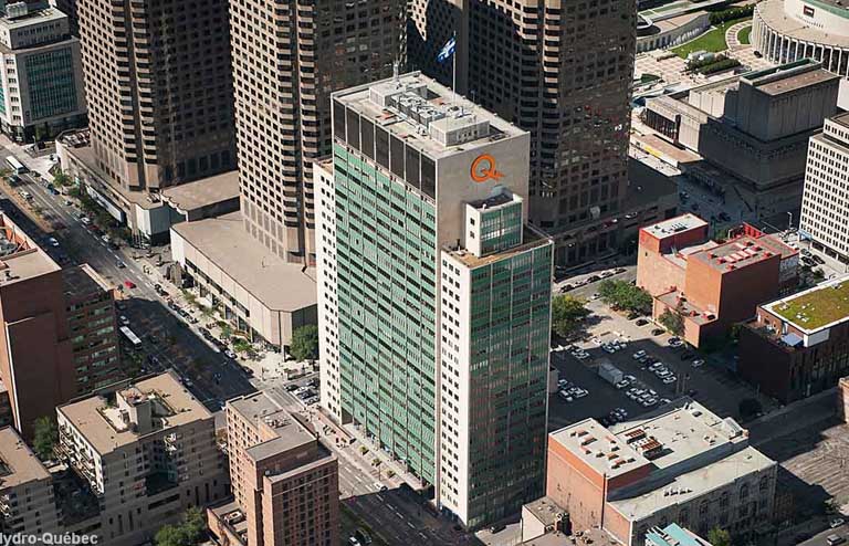 Vue aérienne du siège social – Édifice Jean-Lesage à Montréal